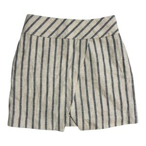 J.Crew Linen Stripe Mini Skirt Size 6 Navy Blue Cream Classic Preppy Coastal